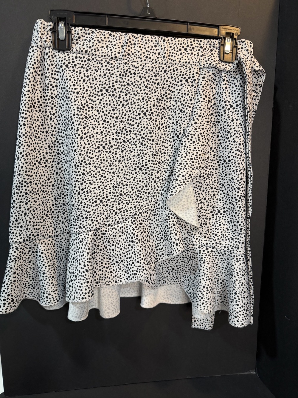Womens Black & White Ruffle Wrap Skirt